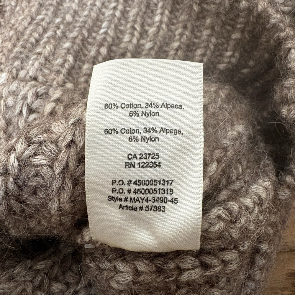 Aritzia Wilfred Alpaca Blend Chunky Knit Sweater XXS Brown Oversized V Neck - Picture 7 of 7